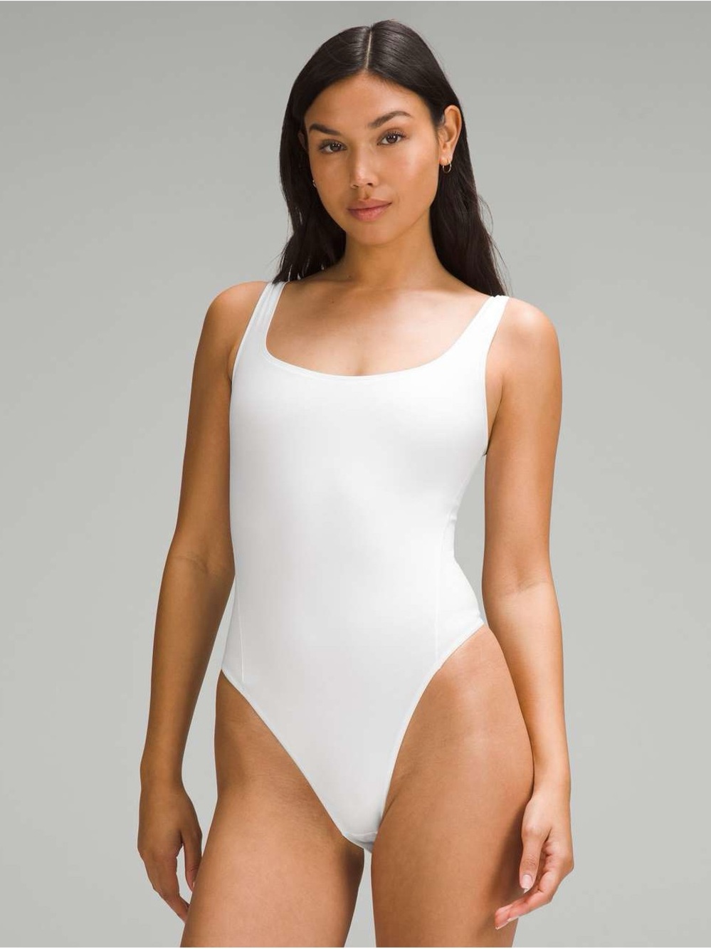 Babaton White Scoop-Neck One-Piece Swimsuit